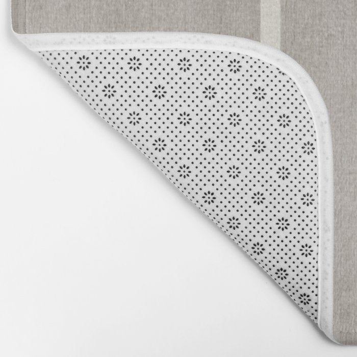 Linen Texture Beige White Minimalist Artwork Bath Mat Gallery Image 2
