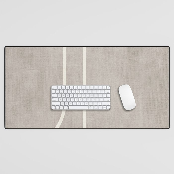 Linen Texture Beige White Minimalist Artwork Desk Mat Gallery Image 1
