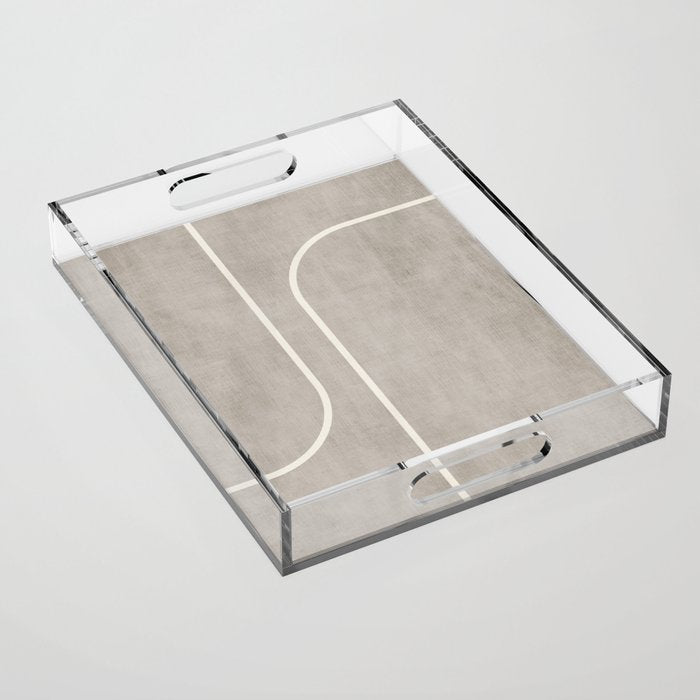 Linen Texture Beige White Minimalist Artwork Acrylic Tray Gallery Image 1