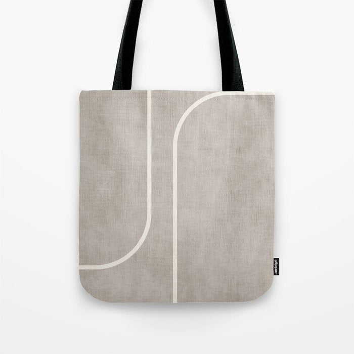 Linen Texture Beige White Minimalist Artwork Tote Bag Gallery Image 1