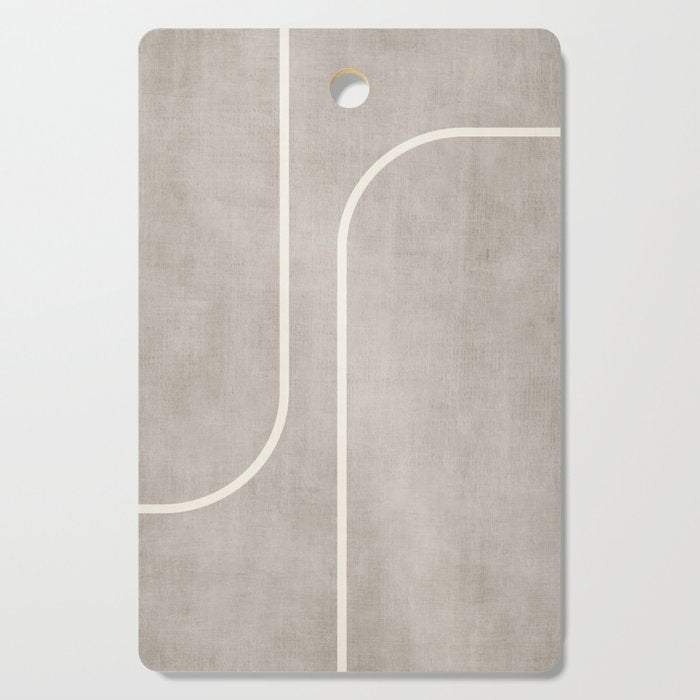 Linen Texture Beige White Minimalist Artwork Cutting Board Gallery Image 1