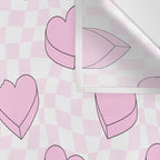 Pink love heart candy checkered pattern Wall Tapestry Gallery Image 3