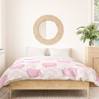 Pink love heart candy checkered pattern Duvet Cover Gallery Image 3