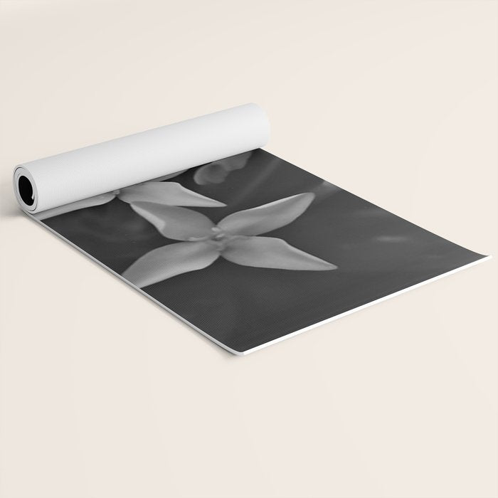 West Indian Jasmine 4-petaled flowers black and white photography / photograph Yoga Mat Gallery Image 2