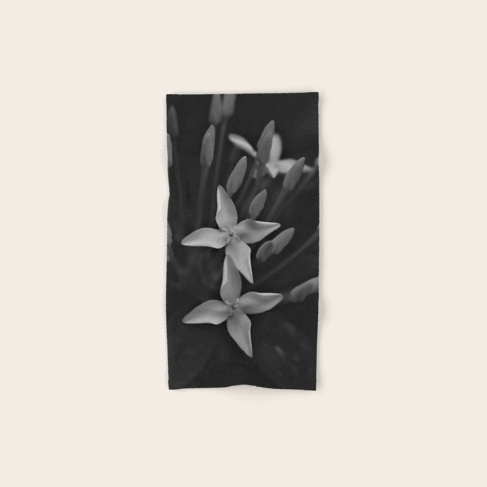 West Indian Jasmine 4-petaled flowers black and white photography / photograph Bath Towel Gallery Image 1