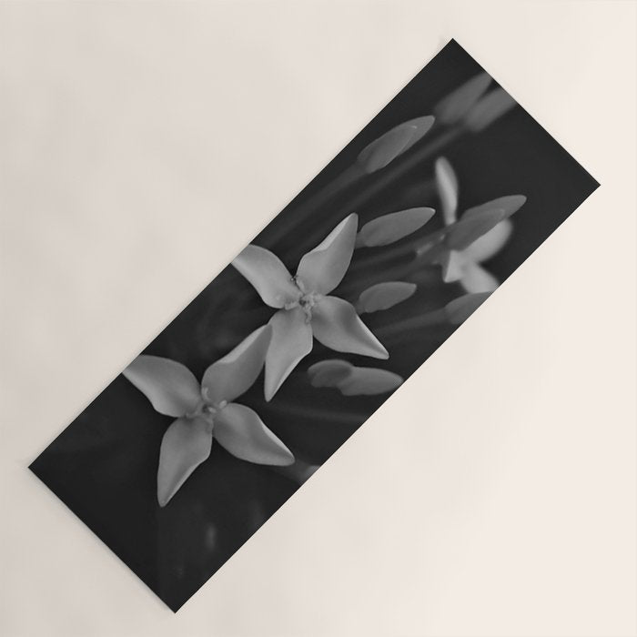 West Indian Jasmine 4-petaled flowers black and white photography / photograph Yoga Mat Gallery Image 1