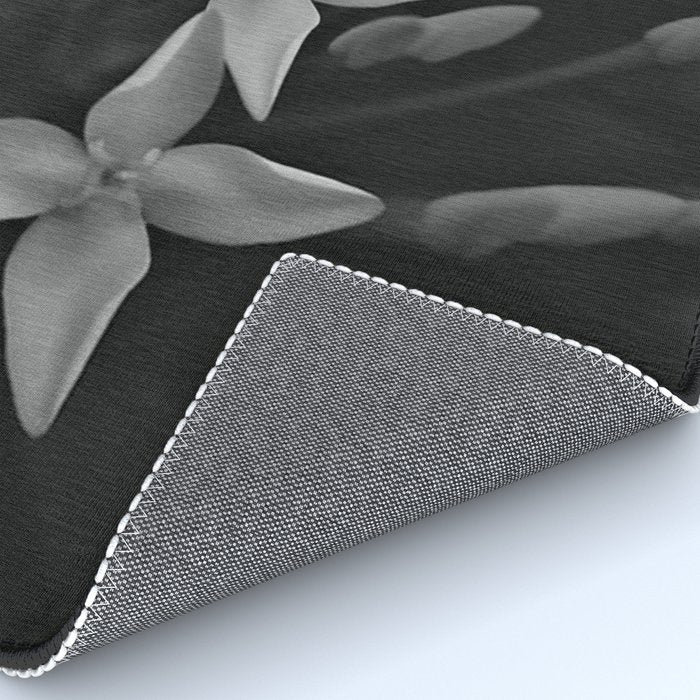 West Indian Jasmine 4-petaled flowers black and white photography / photograph Rug Gallery Image 4