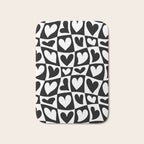Black and white love heart checkered pattern Bath Mat Gallery Image 1