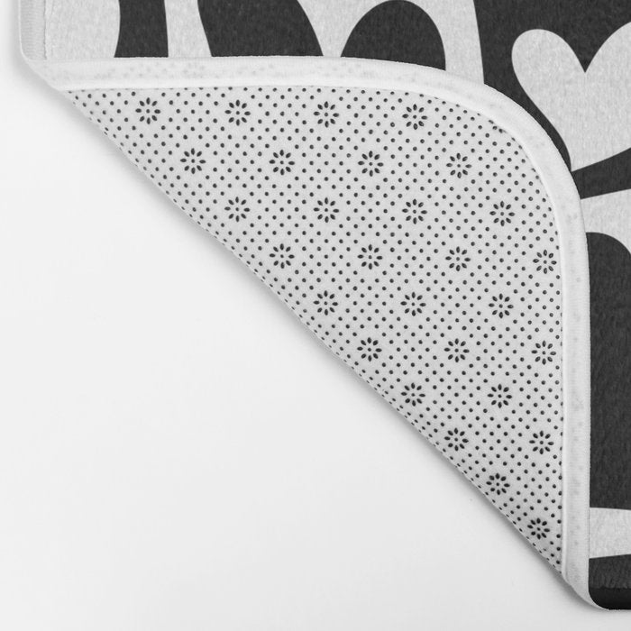 Black and white love heart checkered pattern Bath Mat Gallery Image 2