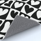 Black and white love heart checkered pattern Rug Gallery Image 4