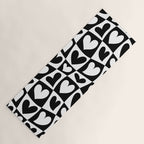 Black and white love heart checkered pattern Yoga Mat Gallery Image 1