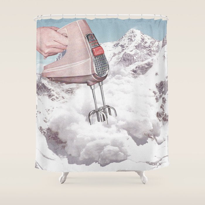 Doris Whisker II - Avalanche Whipped Cream Mountain Shower Curtain Gallery Image 1