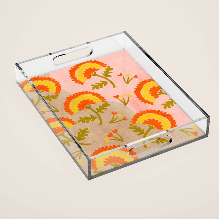 Red and Orange Marigold print - Mexico City Marigold Market Acrylic Tray Gallery Image 1
