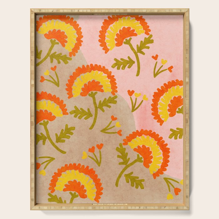 Red and Orange Marigold print - Mexico City Marigold Market Serving Tray Gallery Image 1