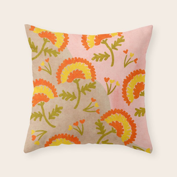 Red and Orange Marigold print - Mexico City Marigold Market Throw Pillow Gallery Image 6
