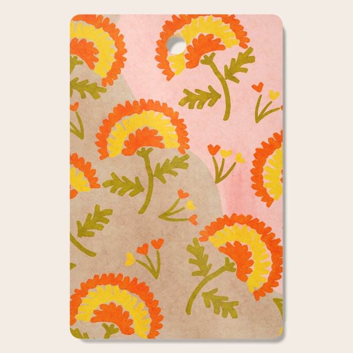 Red and Orange Marigold print - Mexico City Marigold Market Cutting Board Gallery Image 1