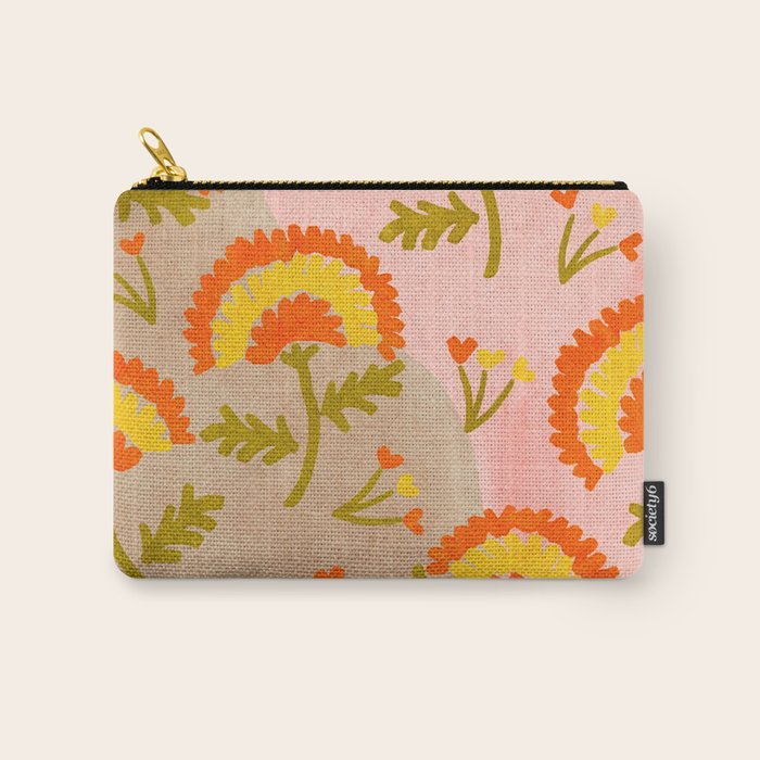 Red and Orange Marigold print - Mexico City Marigold Market Carry All Pouch Gallery Image 1