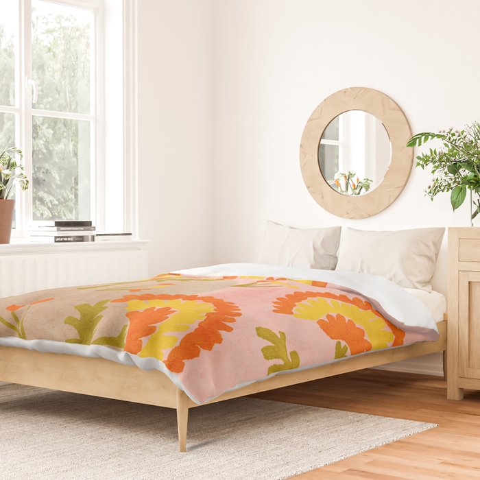 Red and Orange Marigold print - Mexico City Marigold Market Duvet Cover Gallery Image 2