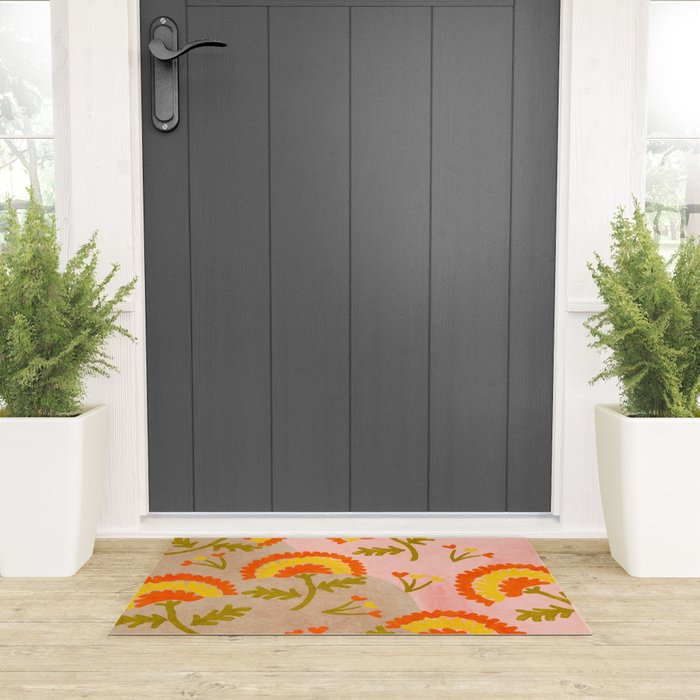 Red and Orange Marigold print - Mexico City Marigold Market Welcome Mat Gallery Image 3