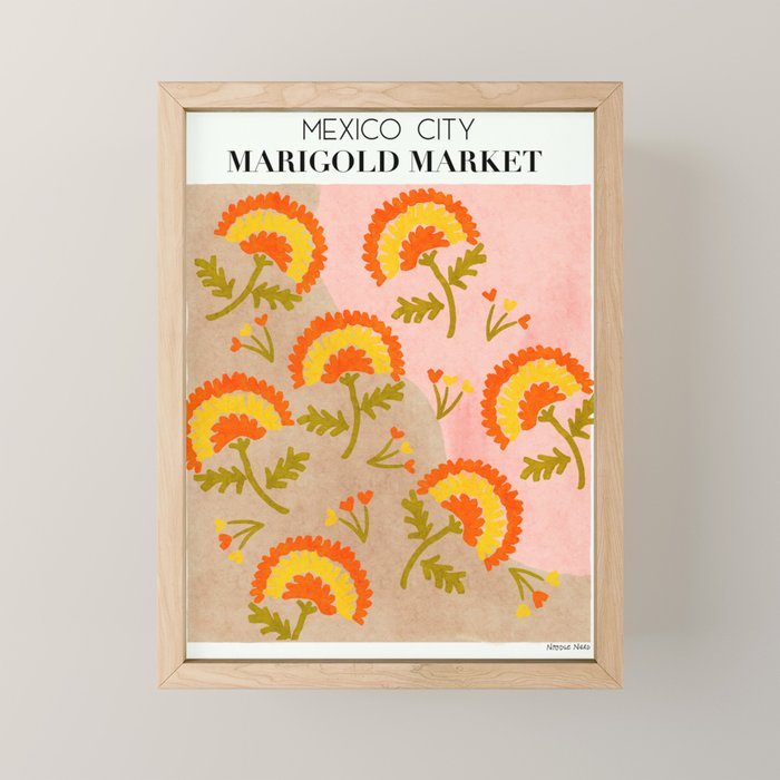 Red and Orange Marigold print - Mexico City Marigold Market Mini Art Print Gallery Image 1