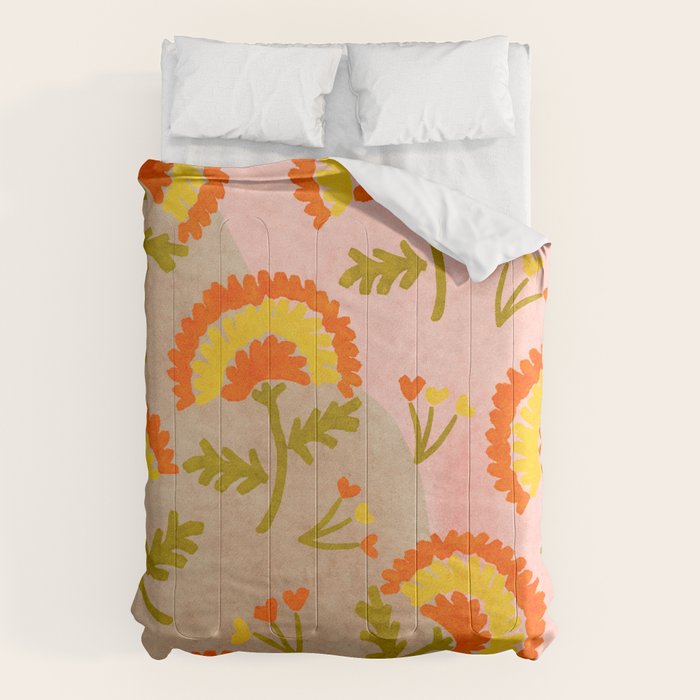 Red and Orange Marigold print - Mexico City Marigold Market Comforter Gallery Image 6