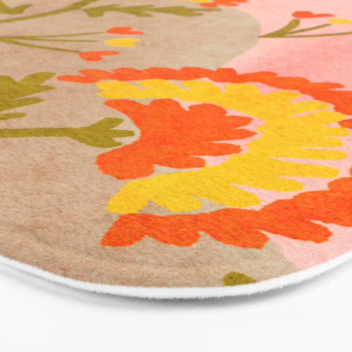 Red and Orange Marigold print - Mexico City Marigold Market Bath Mat Gallery Image 3