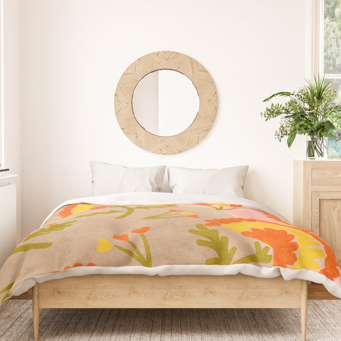 Red and Orange Marigold print - Mexico City Marigold Market Duvet Cover Gallery Image 3