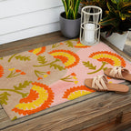 Red and Orange Marigold print - Mexico City Marigold Market Outdoor Rug Gallery Image 2