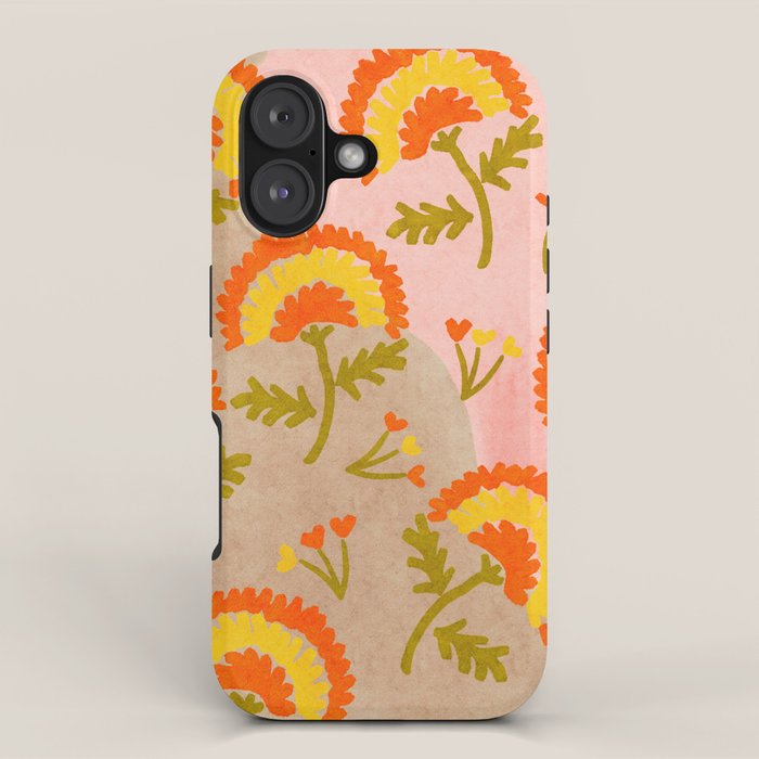 Red and Orange Marigold print - Mexico City Marigold Market iPhone Case Gallery Image 1