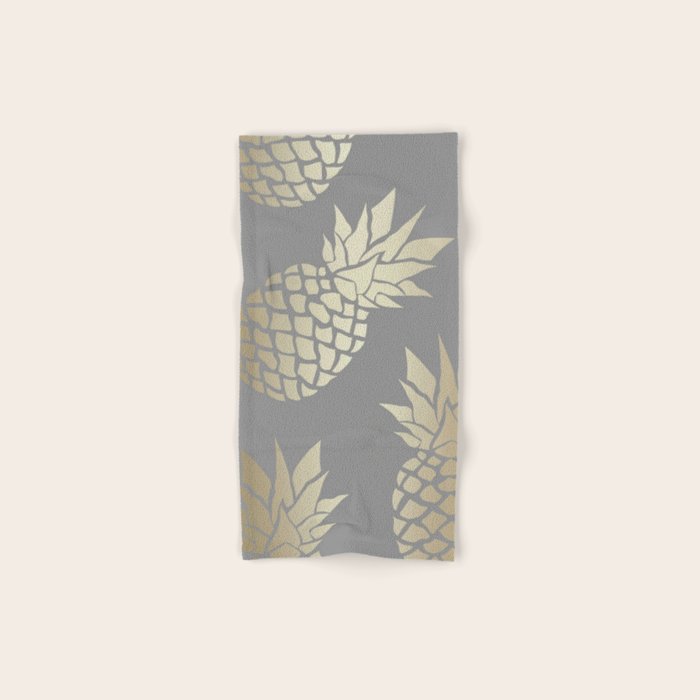 Glam Pineapple Art in Gray and Gold Towels Gallery Image 1