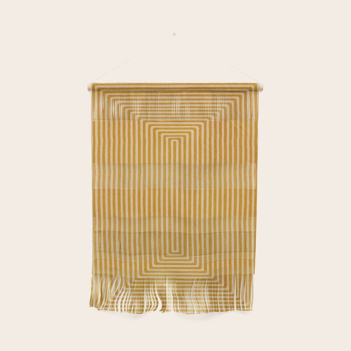 Mustard Geometric Lines Drawing Modern Artwork Wall Hanging Gallery Image 1
