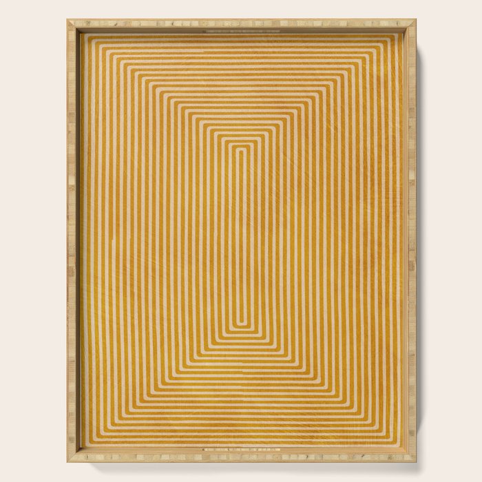Mustard Geometric Lines Drawing Modern Artwork Serving Tray Gallery Image 1