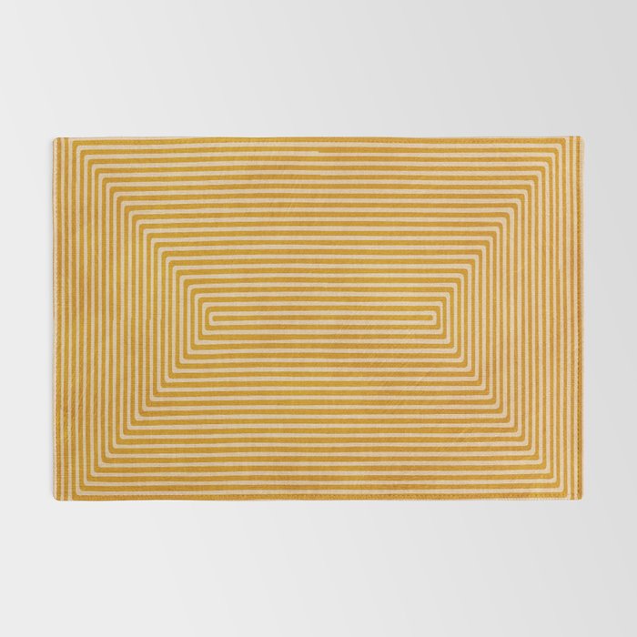 Mustard Geometric Lines Drawing Modern Artwork Rug Gallery Image 2