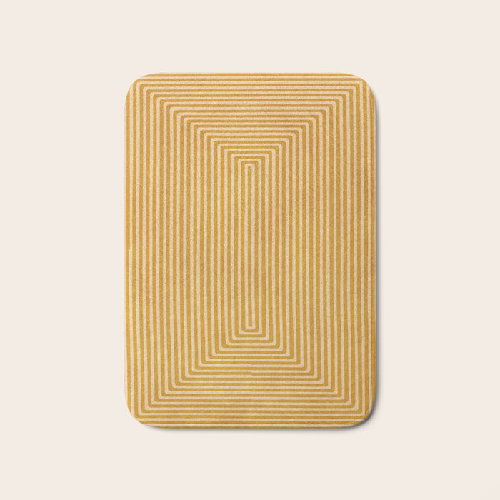 Mustard Geometric Lines Drawing Modern Artwork Bath Mat Gallery Image 1