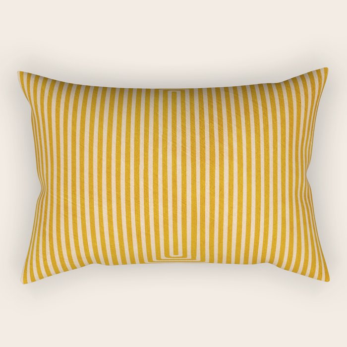 Mustard Geometric Lines Drawing Modern Artwork Rectangular Pillow Gallery Image 2