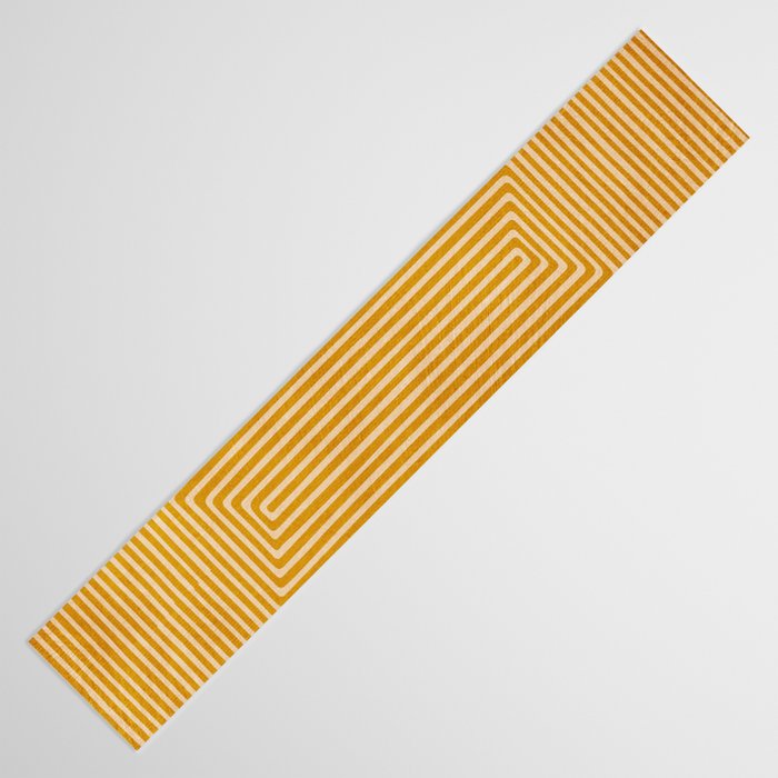 Mustard Geometric Lines Drawing Modern Artwork Table Runner Gallery Image 3