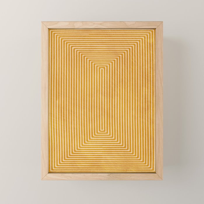 Mustard Geometric Lines Drawing Modern Artwork Mini Art Print Gallery Image 1