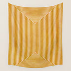 Mustard Geometric Lines Drawing Modern Artwork Wall Tapestry Gallery Image 4