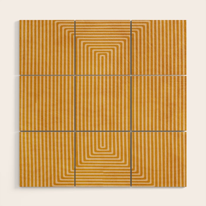 Mustard Geometric Lines Drawing Modern Artwork Wood Wall Art Gallery Image 1