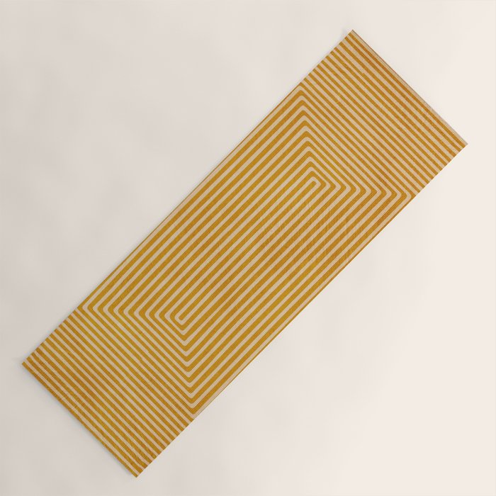 Mustard Geometric Lines Drawing Modern Artwork Yoga Mat Gallery Image 1