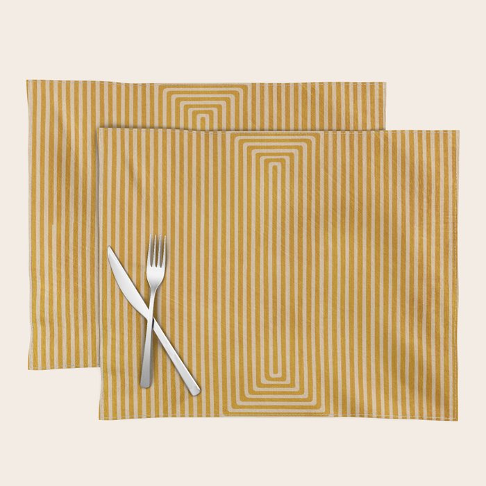 Mustard Geometric Lines Drawing Modern Artwork Placemat Gallery Image 1
