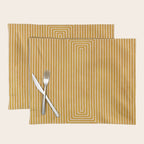 Mustard Geometric Lines Drawing Modern Artwork Placemat Gallery Image 1