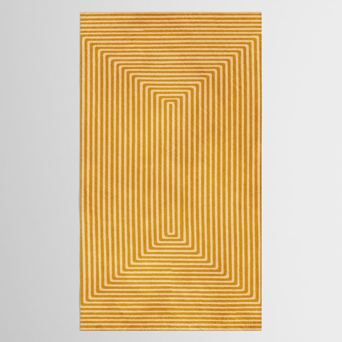Mustard Geometric Lines Drawing Modern Artwork Tablecloth Gallery Image 2