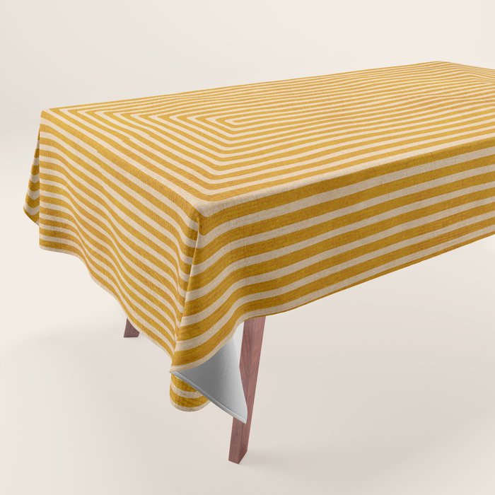 Mustard Geometric Lines Drawing Modern Artwork Tablecloth Gallery Image 1