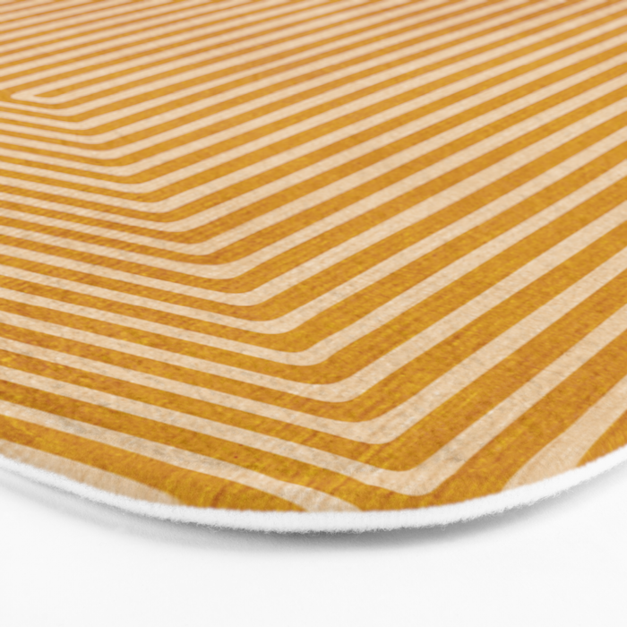 Mustard Geometric Lines Drawing Modern Artwork Bath Mat Gallery Image 3