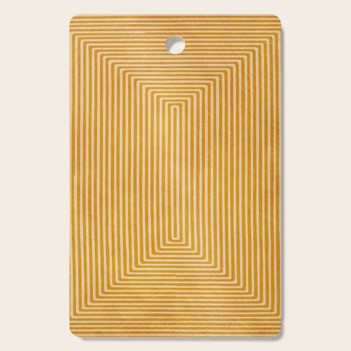 Mustard Geometric Lines Drawing Modern Artwork Cutting Board Gallery Image 1