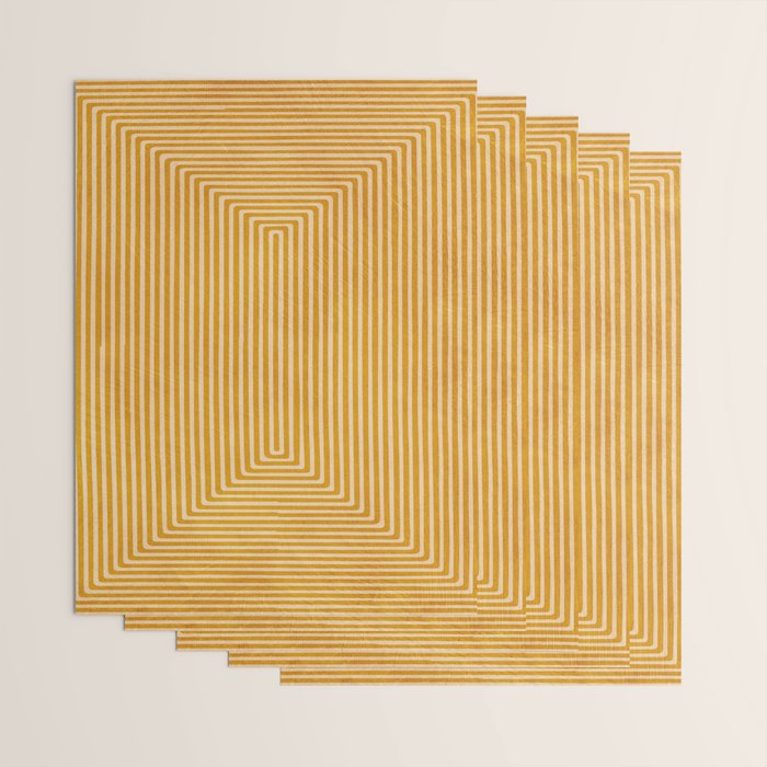 Mustard Geometric Lines Drawing Modern Artwork Wrapping Paper Gallery Image 3