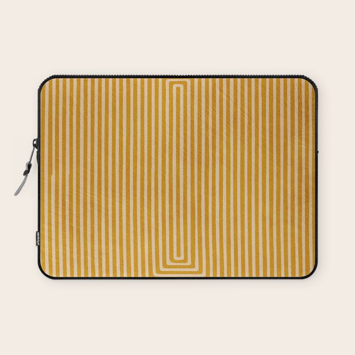Mustard Geometric Lines Drawing Modern Artwork Laptop Sleeve Gallery Image 1