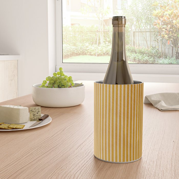 Mustard Geometric Lines Drawing Modern Artwork Wine Chiller Gallery Image 4