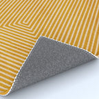Mustard Geometric Lines Drawing Modern Artwork Rug Gallery Image 4